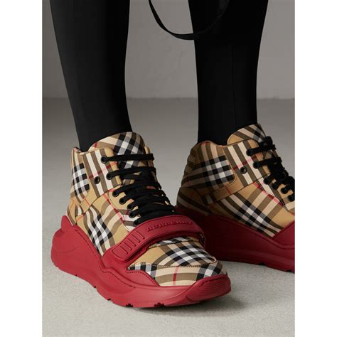 burberry perforated check sneakers|burberry vintage check high top.